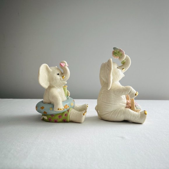 Vintage Lenox Collections 2 Elephant Figurines Sweet Spring & Summer Fun - Picture 8 of 9